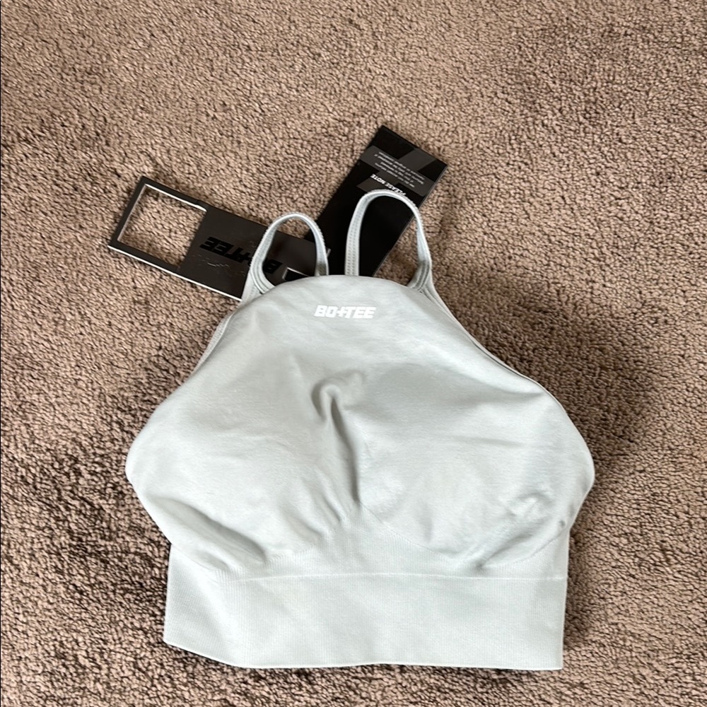 Bo+Tee Cross grey sports bra new
